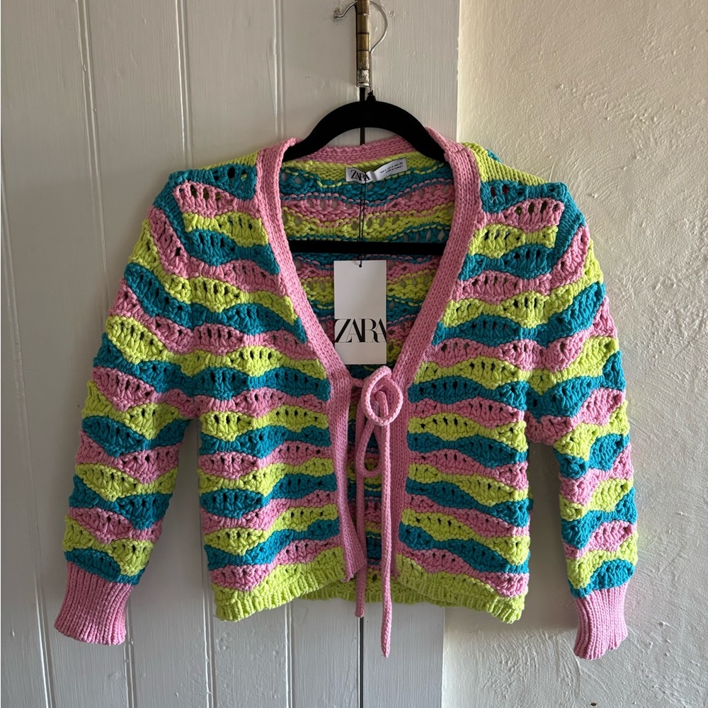 Zara Colorful Striped Knit Cardigan
